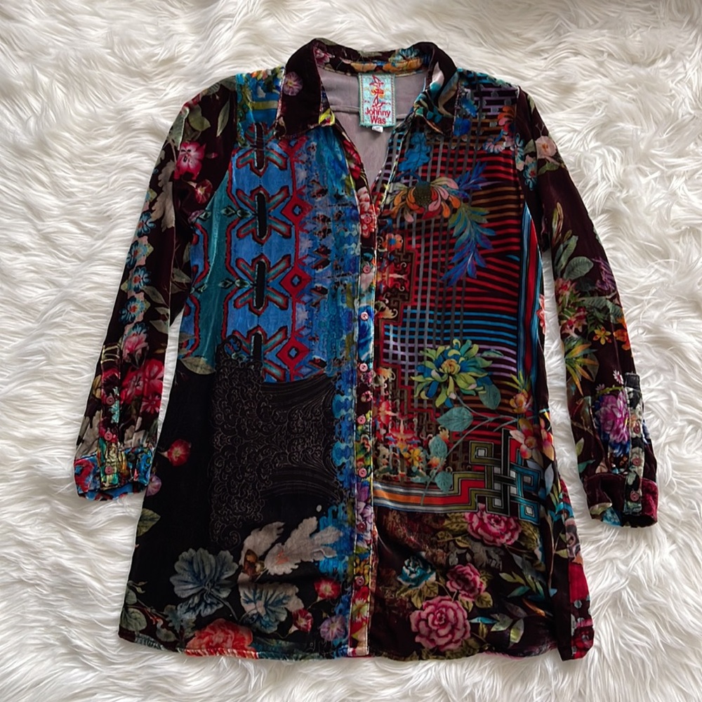 Johnny Was Velvet Dream Button Front Tunic Size PXS - Picture 7 of 14